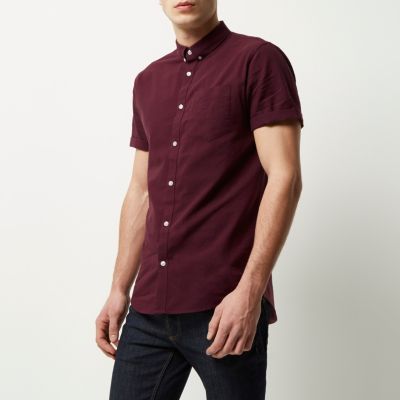 Red short sleeve Oxford shirt